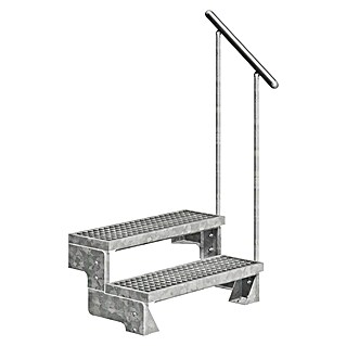 Dolle Buitentrap Gardentop (Roostertreden, Thermisch verzinkte leuningpalen, Breedte: 100 cm, Aantal treden: 2 st., Verdiepingshoogte: 36 cm - 44 cm)