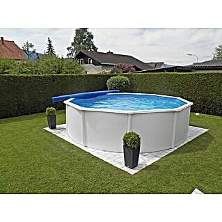 KWAD Stahlwand-Pool Supreme All Inclusive White (Ø x H: 550 x 132 cm, Weiß, 30 000 l, Sandfarbene Innenfolie)