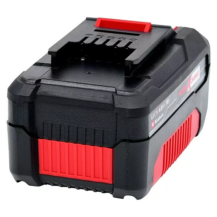 Einhell PXC 18V Batería - 4 Ah - Batería de herramienta eléctrica Einhell 18V 4.0Ah de iones de litio negra y roja con mecanismo deslizante.