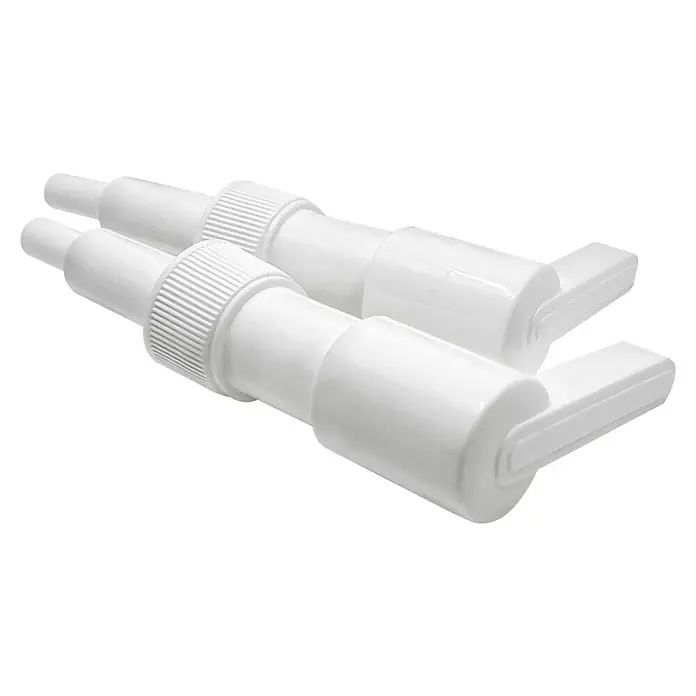 F18 Pumpen-Set - 2 Stk. - Abbildung von zwei weißen Seifenspendern, die sich durch ihr minimalistisches Design und ihre Funktionalität auszeichnen.