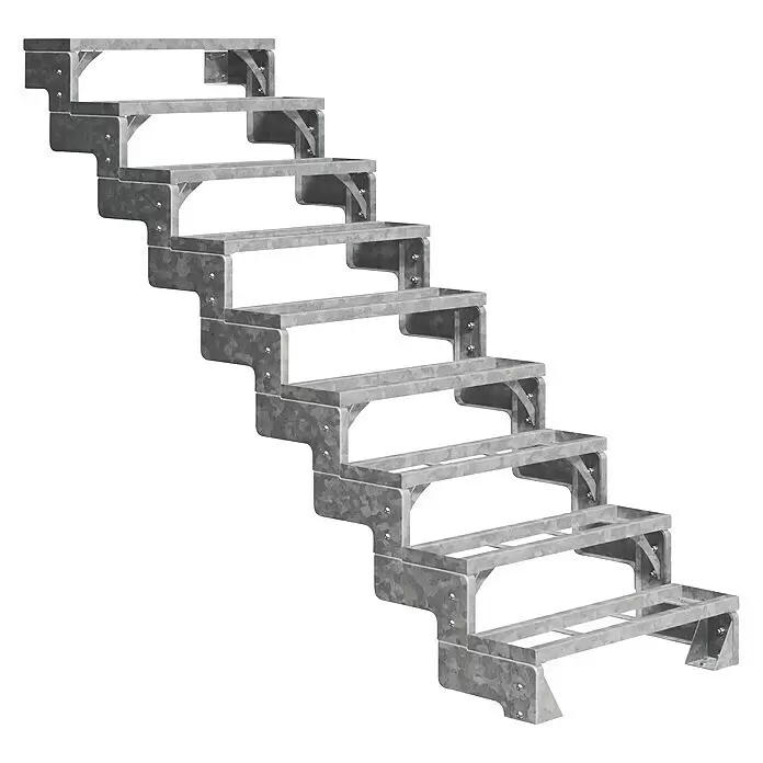 Dolle Außentreppe Gardentop - Einlegestufen, Ohne Geländer, Breite: 100 cm, Anzahl Stufen: 9 Stk., Geschosshöhe: 162 cm - 198 cm - Verzinkte Metalltreppe mit mehreren Stufen.