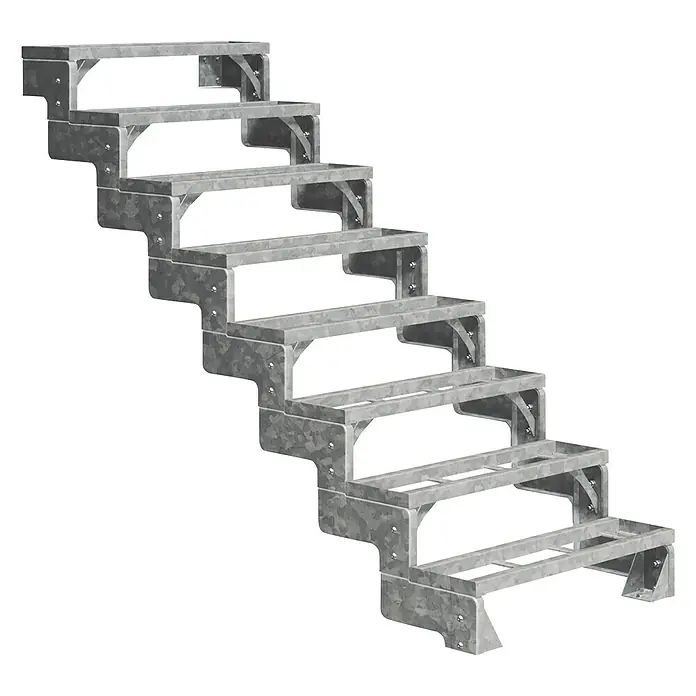 Dolle Außentreppe Gardentop - Einlegestufen, Ohne Geländer, Breite: 100 cm, Anzahl Stufen: 8 Stk., Geschosshöhe: 144 cm - 176 cm - Metalltreppe mit acht Stufen und verzinkter Oberfläche für den Außenbereich. Solide Bauweise für sicheren Aufstieg.