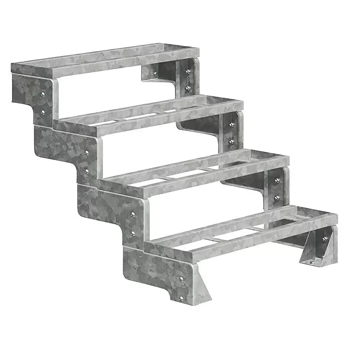 Dolle Außentreppe Gardentop - Einlegestufen, Ohne Geländer, Breite: 80 cm, Anzahl Stufen: 4 Stk., Geschosshöhe: 72 cm - 88 cm - Vierstufige Treppe aus verzinktem Stahl, robust und langlebig für vielfältige Anwendungen.