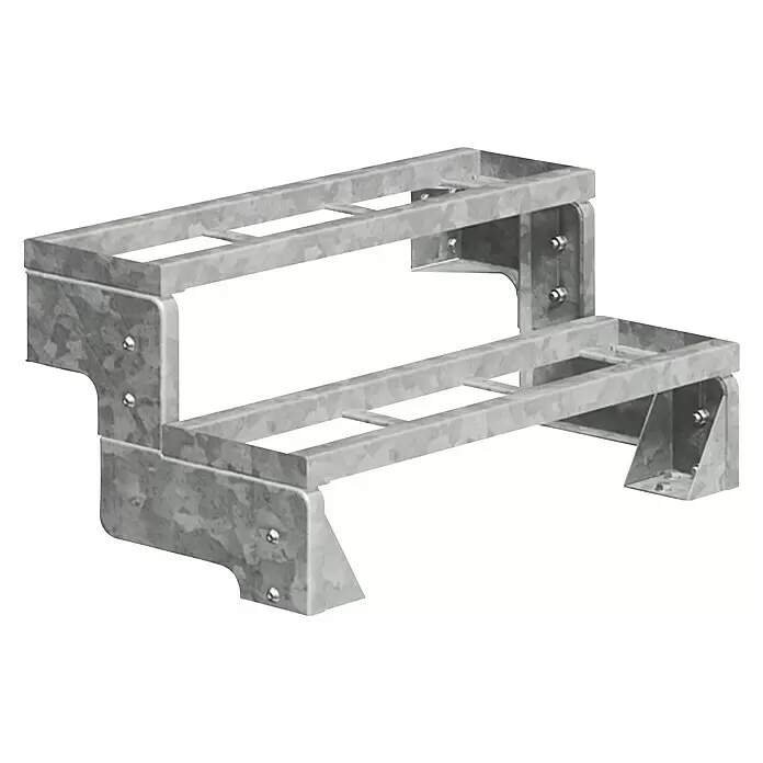 Dolle Außentreppe Gardentop - Einlegestufen, Ohne Geländer, Breite: 80 cm, Anzahl Stufen: 2 Stk., Geschosshöhe: 36 cm - 44 cm - Verzinkte Metall-Zweistufen-Plattform.