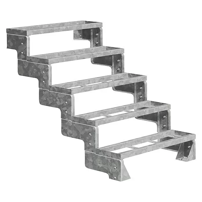 Dolle Außentreppe Gardentop - Einlegestufen, Ohne Geländer, Breite: 80 cm, Anzahl Stufen: 5 Stk., Geschosshöhe: 90 cm - 110 cm - Verzinkte Stahltreppenwange mit fünf Stufen.