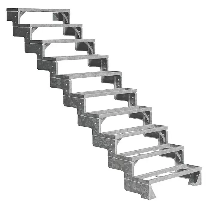 Dolle Außentreppe Gardentop - Einlegestufen, Ohne Geländer, Breite: 100 cm, Anzahl Stufen: 10 Stk., Geschosshöhe: 180 cm - 220 cm - Modulare Treppe aus verzinktem Metall für Industrie oder Außenbereich.