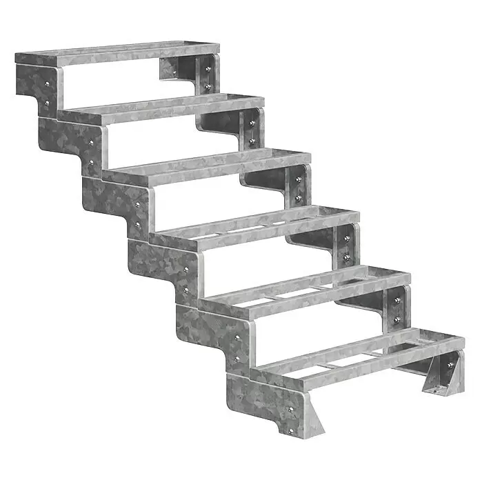 Dolle Außentreppe Gardentop - Einlegestufen, Ohne Geländer, Breite: 80 cm, Anzahl Stufen: 6 Stk., Geschosshöhe: 108 cm - 132 cm - Verzinkte Stahl-Modultreppe, robustes Design für industriellen oder Außenzugang.