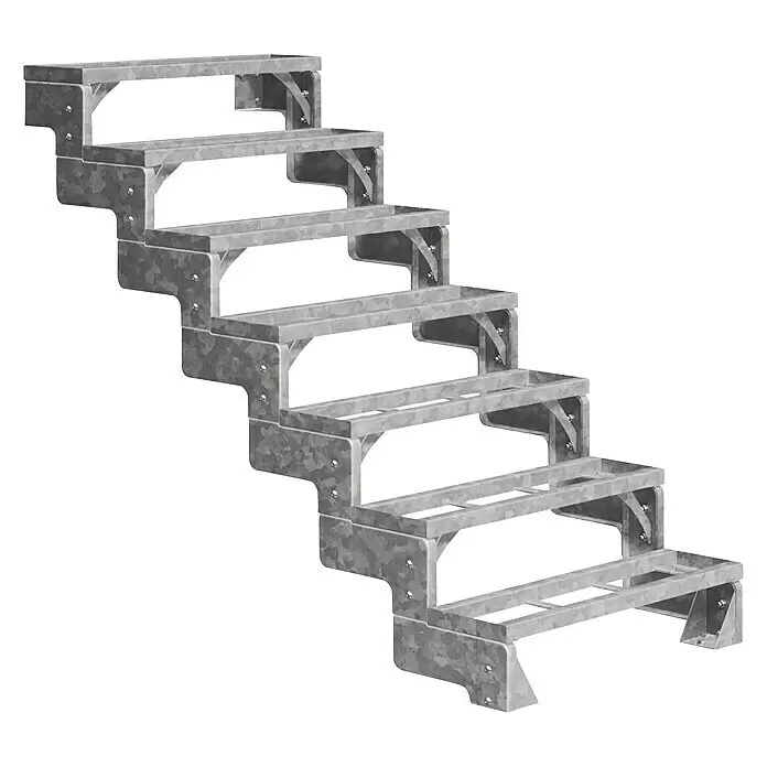 Dolle Außentreppe Gardentop - Einlegestufen, Ohne Geländer, Breite: 100 cm, Anzahl Stufen: 7 Stk., Geschosshöhe: 126 cm - 154 cm - Modulare Treppe aus verzinktem Stahl.