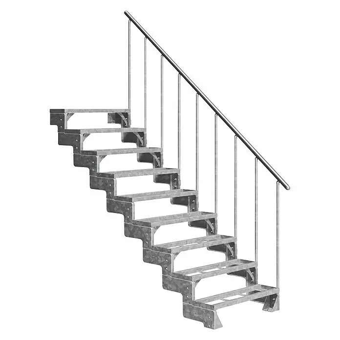 Dolle Außentreppe Gardentop - Einlegestufen, Feuerverzinkte Geländerstäbe, Breite: 100 cm, Anzahl Stufen: 9 Stk., Geschosshöhe: 162 cm - 198 cm - Modulare Treppe aus verzinktem Stahl mit Metallgeländer.