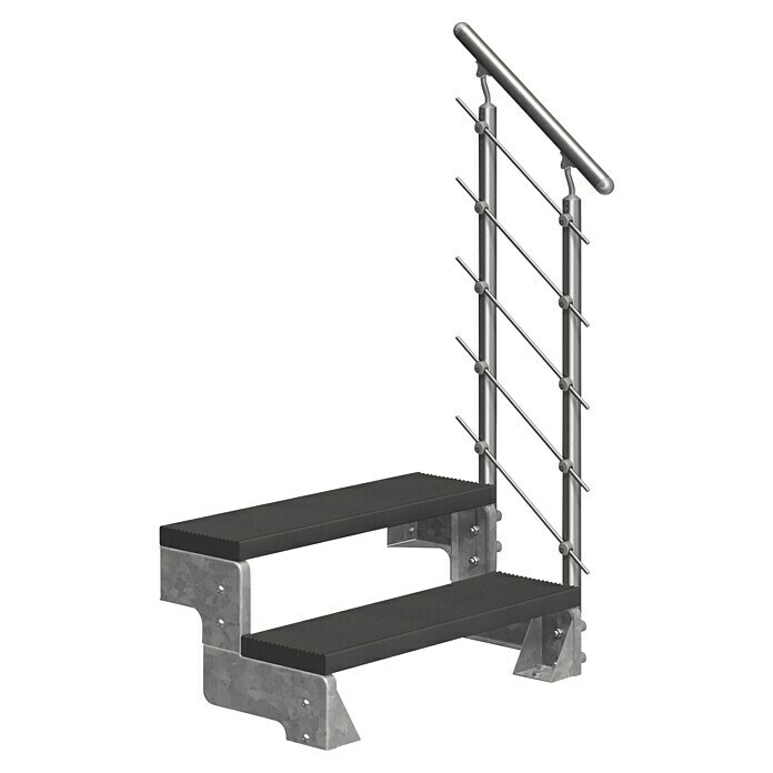 Dolle Buitentrap Gardentop (Trimax-treden, Antraciet, Roestvrijstalen stangen, Breedte: 100 cm, Aantal treden: 2 st., Verdiepingshoogte: 36 cm - 44 cm) | BAUHAUS
