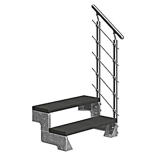 Dolle Buitentrap Gardentop (Trimax-treden, Antraciet, Roestvrijstalen stangen, Breedte: 100 cm, Aantal treden: 2 st., Verdiepingshoogte: 36 cm - 44 cm)