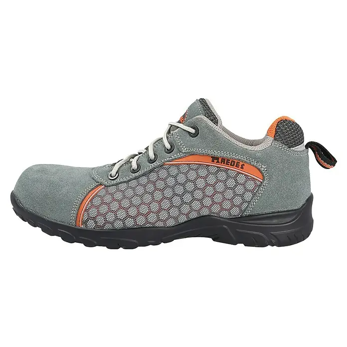 Paredes Zapato bajo de seguridad Rubidio - 46, Clase de protección según EN ISO 20345: S1P, Gris - Zapato de seguridad gris Paredes con detalles naranjas y suela negra para un trabajo seguro.