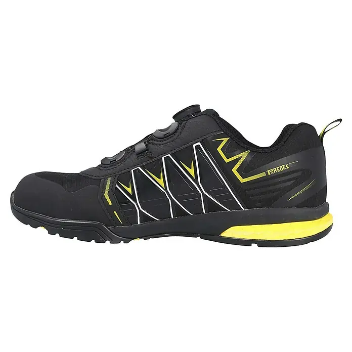 Paredes Zapato bajo de seguridad Jerez - 41, Clase de protección según EN ISO 20345: S3, Negro/Amarillo - Zapato de seguridad negro con detalles amarillos para protección y confort óptimos en el lugar de trabajo.