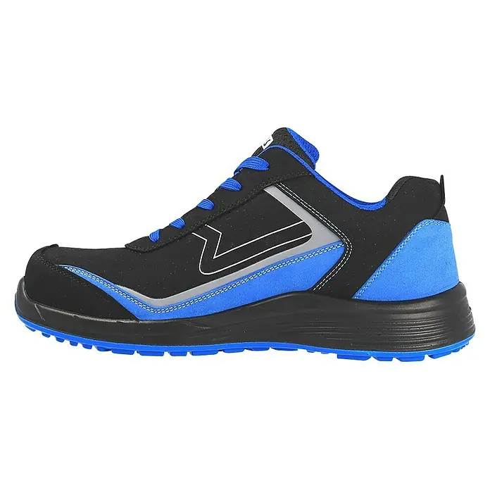 Paredes Zapato bajo de seguridad Hamilton - 36, Clase de protección según EN ISO 20345: S3, Azul/Negro - Un zapato de seguridad negro y azul con cordones.
