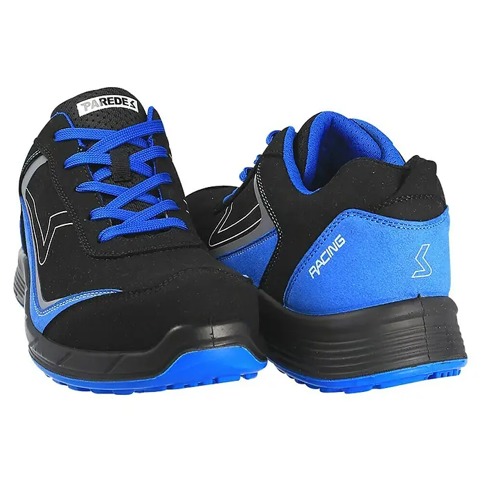 Paredes Zapato bajo de seguridad Hamilton - 36, Clase de protección según EN ISO 20345: S3, Azul/Negro - Zapatos de seguridad negros y azules con la marca "Paredes Racing". Ropa de trabajo cómoda y protectora para cualquier trabajo.