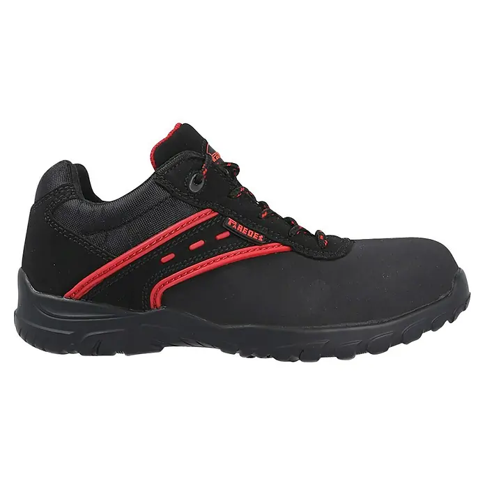 Paredes Zapato bajo de seguridad Actinio - 46, Clase de protección según EN ISO 20345: S3, Negro/Rojo - Zapato de seguridad Paredes negro con detalles rojos para protección y comodidad en el trabajo diario. Su construcción robusta garantiza durabilidad.