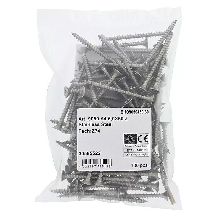 Marinetech SpanplattenschraubeØ x L: 5 x 60 mm, Edelstahl, 100 Stk.
