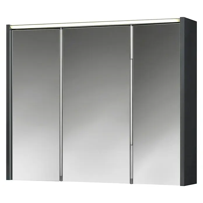 Jokey LED-Spiegelschrank Arbo - B x H: 73 x 62,7 cm, Holz, Anthrazit - Spiegelschrank mit drei Türen und integrierter Beleuchtung für das Badezimmer, bietet viel Stauraum und ein modernes Design.