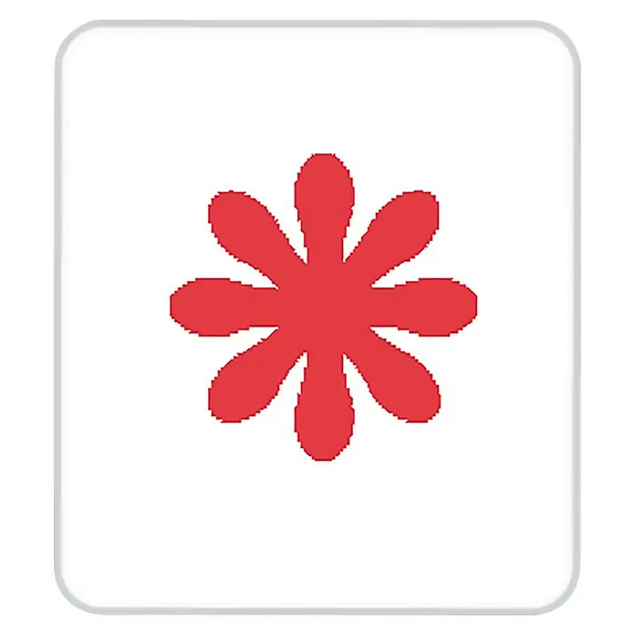 Artemio Perforadora Eva 1" - Flor, 2,5 x 2 cm - Botón de emoji de flor roja con esquinas redondeadas. Es un símbolo decorativo utilizado en la mensajería.