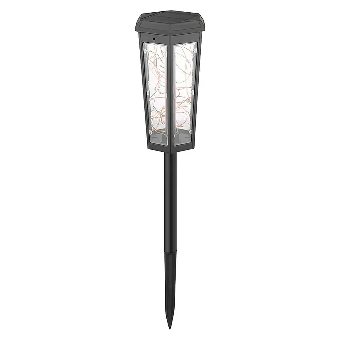 Arte confort Lámpara decorativa solar Aura - Negro, IP44 - Una luz solar con delicadas luces de hadas en el interior, que ofrece una luz cálida y atmosférica para el jardín o el patio.