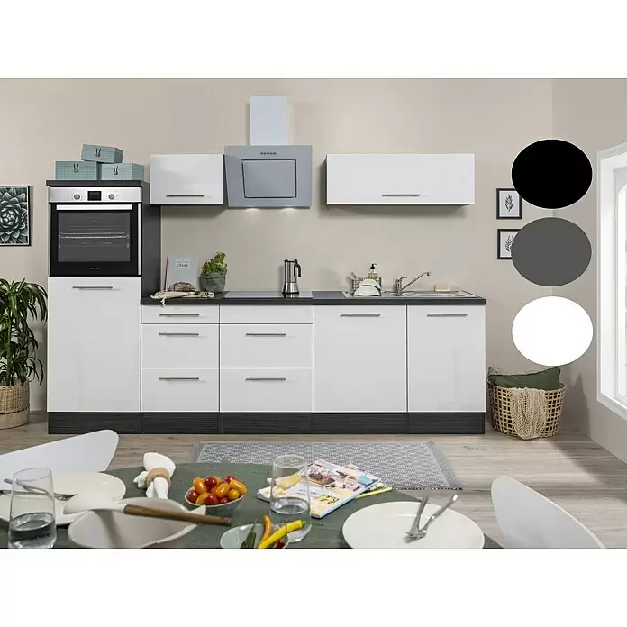 Respekta Premium Küchenzeile RP280HEWBO - Breite: 280 cm, Weiß, Mit Elektrogeräten - Stimmungsaufnahme