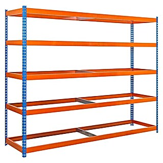 Simonrack Ecoforte Estantería para cargas pesadas (Al x An x Pr: 200 x 120 x 60 cm, Número de baldas: 5 ud., Azul/Naranja)