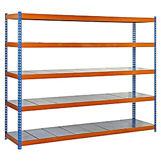 Simonrack Simontaller Metallregal Ecoforte Metall (H x B x T: 200 x 120 x 60 cm, Traglast pro Boden: 400 kg, Anzahl Böden: 5 Stk., Stecken, Blau/Orange)