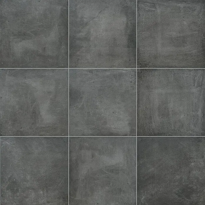Feinsteinzeugfliese Manhattan Dark - 60 x 60 cm, Anthrazit, Matt - Graue Steinzeugfliesen im Format 3x3, perfekt für moderne Innenräume. Die Fliesen haben eine matte Oberfläche und eine dezente Textur.