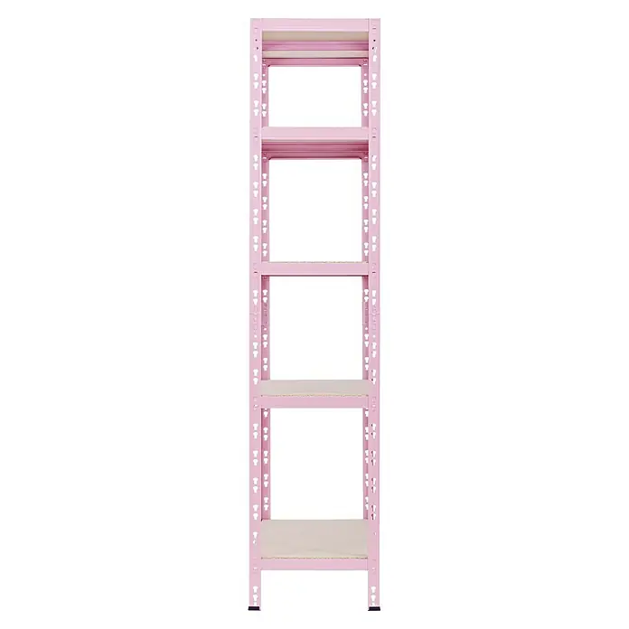 Regalux Metallregal - H x B x T: 180 x 90 x 40 cm, Traglast pro Boden: 175 kg, Anzahl Böden: 5 Stk., Rosa, Stecken - Rosa Regal mit fünf Regalböden, ideal zur Aufbewahrung und Präsentation von Produkten oder persönlichen Gegenständen.