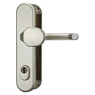 Abus Schutzbeschlag HLZS814 (Hauseingangstür, Neusilber, Türstärke: 52 mm - 72 mm, Knopf außen, Drücker innen, Form Schild: Abgerundet)