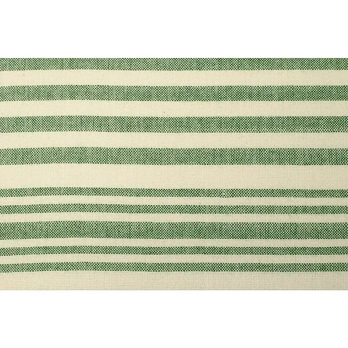 Manta para sofá Ernesta - 150 x 250 cm, Textil, Verde - Detalle de un tejido de algodón con rayas verdes y un patrón de tejido visible, ideal para proyectos textiles.