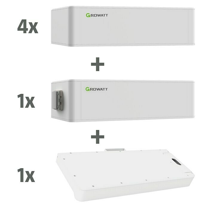 Growatt Batteriespeicher-Set (Leistungsaufnahme: 10,24 kW, Nennspannung: 51,2 V, 4 Stk.) | BAUHAUS