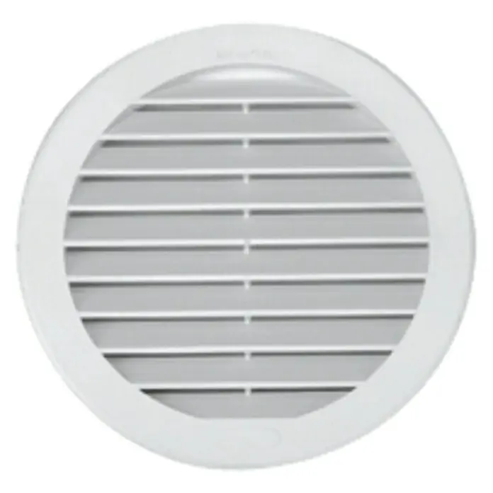 Rejilla de ventilación por encastre - 120 mm, Blanco - Cubierta de ventilación redonda y blanca con lamas horizontales para una óptima circulación del aire.