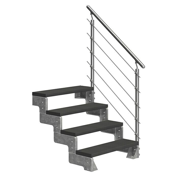 Dolle Buitentrap Gardentop (Trimax-treden, Antraciet, Roestvrijstalen stangen, Breedte: 100 cm, Aantal treden: 4 st., Verdiepingshoogte: 72 cm - 88 cm) | BAUHAUS