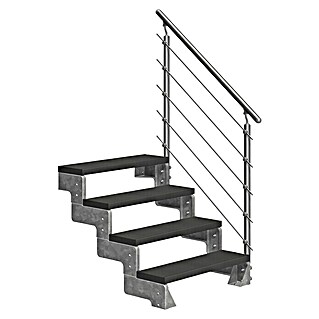 Dolle Buitentrap Gardentop (Trimax-treden, Antraciet, Roestvrijstalen stangen, Breedte: 100 cm, Aantal treden: 4 st., Verdiepingshoogte: 72 cm - 88 cm)
