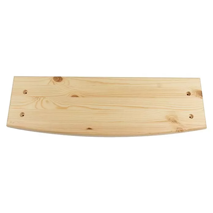Dolle Raumspartreppe Lyon - Breite: 65 cm, Kiefer, Lackiert, Geschosshöhe: 286 cm, Gerade, Geländerstäbe aus Metall - Helles Holzbrett mit abgerundeten Kanten und vier vorgebohrten Löchern, zeigt natürliche Maserung und Äste.