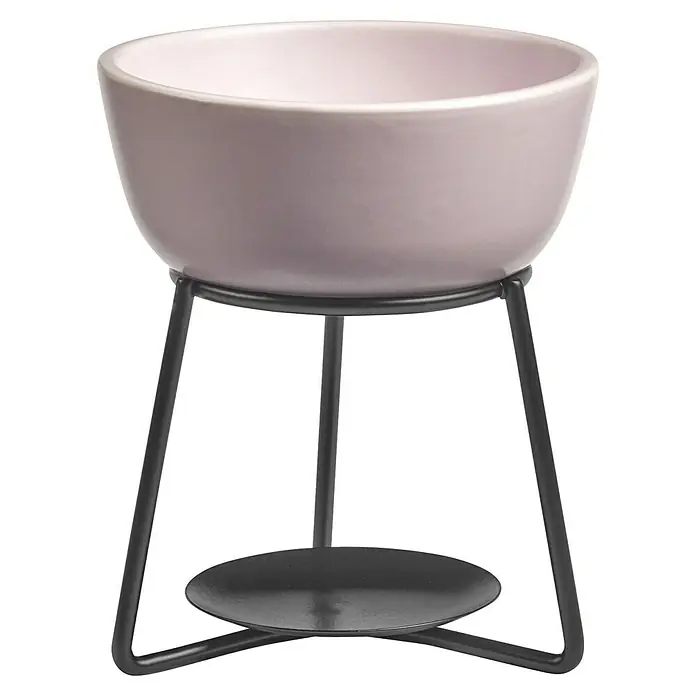 Yankee Candle Duftlampe Pebble - Ø x H: 10 x 12 cm, Grey/Lilac - Eleganter Duftlampen-Brenner in Rosa mit schwarzem Metallgestell. Ideal für Duftöle und Wachs, um eine angenehme Atmosphäre zu schaffen.