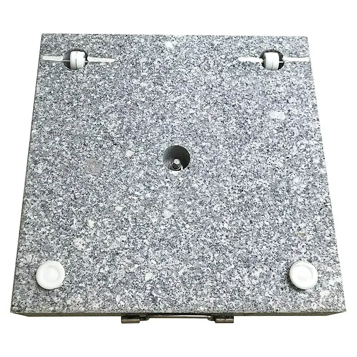 Sunfun Base de parasol de granito Malaga - 42 kg, 50 x 50 cm - Base cuadrada de granito para sombrilla con ruedas y pies para estabilidad y fácil movimiento de la sombrilla.