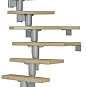 Dolle Mittelholmtreppe Dublin (Breite: 75 cm, 1/4-gewendelt, Perlgrau, Farbe Stufen: Ahorn Natur, Geschosshöhe: 259 cm - 315 cm) | BAUHAUS