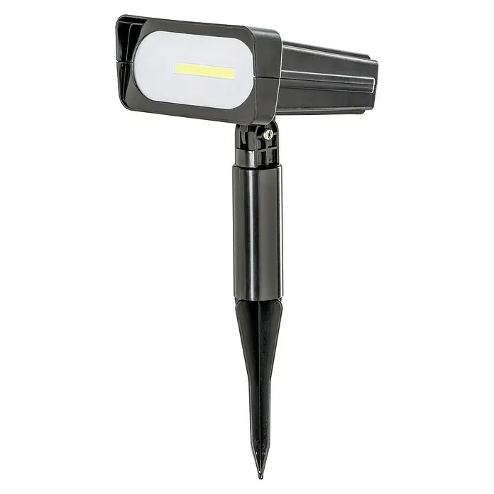 BAUHAUS Solar-Erdspieß - L x B x H: 14 x 12 x 31 cm, Schwarz, IP44, 50 lm - Schwarz-weißer LED-Gartenstrahler mit Erdspieß für den Außenbereich, ideal zur Beleuchtung von Gärten und Wegen.