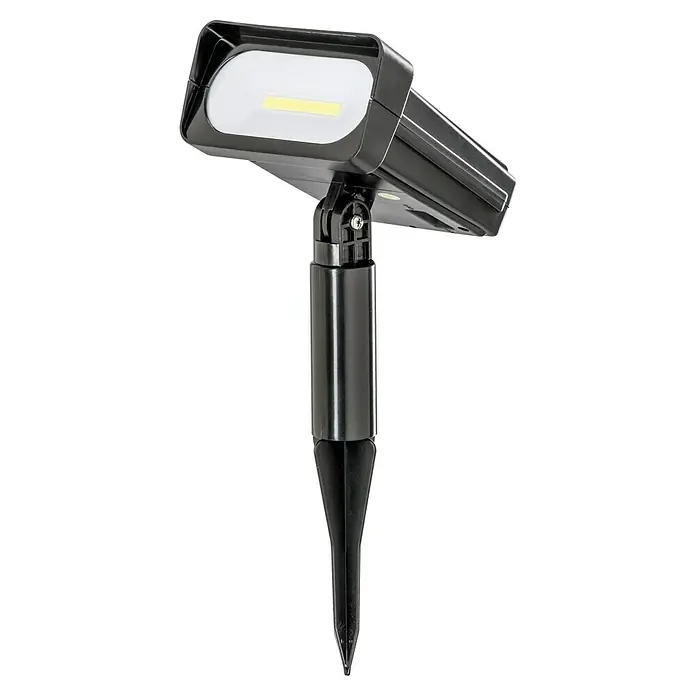 BAUHAUS Solar-Erdspieß - L x B x H: 14 x 12 x 31 cm, Schwarz, IP44, 50 lm - Schwarzer LED-Gartenstrahler mit Erdspieß zur Beleuchtung von Außenbereichen, ideal für Gärten und Wege.