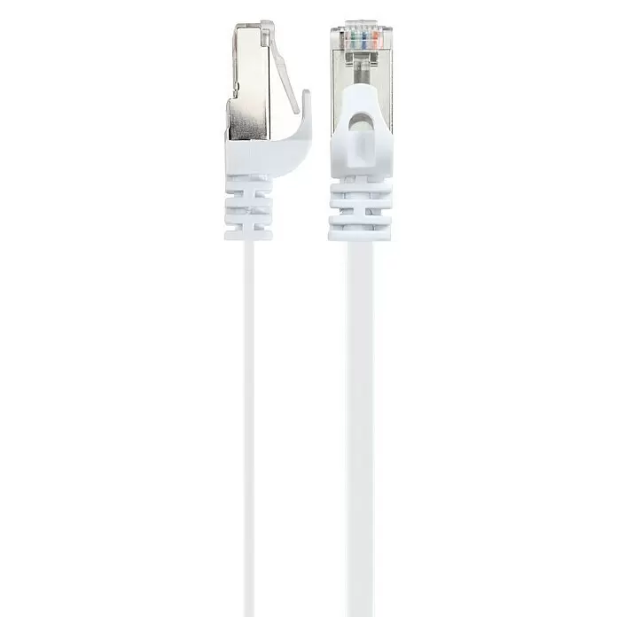 Schwaiger Netzwerk-Kabel CAT 6 U/FTP - Flach, Länge: 5 m, Weiß, RJ45-Stecker, Bis zu 1 GBit/s - Detailaufnahme