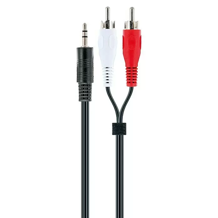 Schwaiger Adapterkabel - 1,5 m, 2 x Cinch-Stecker, 1 x Klinkenkupplung 3,5 mm, Schwarz, Weiß/Rot - Audiokabel mit 3,5-mm-Klinkenstecker zu zwei Cinch-Anschlüssen (rot und weiß) für Stereo-Audioverbindung.