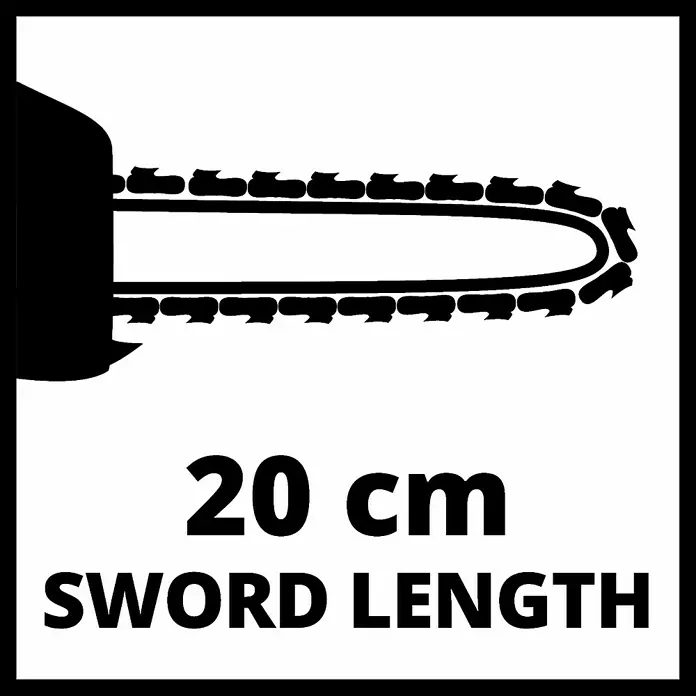 Einhell Cortasetos eléctrico GC-HC 90/2046 T - 900 W - Imagen simbólica: longitud de espada de 20 cm de una motosierra para trabajos precisos de madera y poda de árboles. Ideal para jardín y bosque.