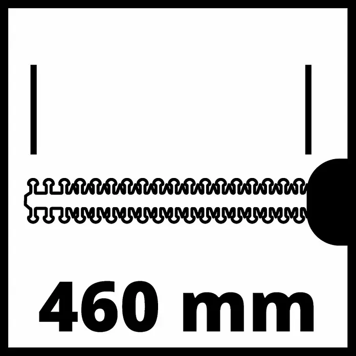 Einhell Cortasetos eléctrico GC-HC 90/2046 T - 900 W - Ilustración de una hoja de sierra de 460 mm, diseñada para cortes precisos. La hoja de sierra promete eficiencia y precisión para diversas tareas de corte.
