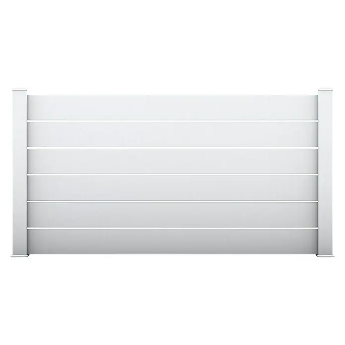 Dioco Valla Smartwall - An x Al: 177 x 100 cm, Blanco, Aluminio - Panel de valla blanco con listones horizontales y postes robustos, perfecto para la privacidad y la estética en el jardín.