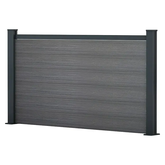 Dioco Valla Smartwall - An x Al: 177 x 100 cm, Antracita, Madera - Valla de privacidad de madera compuesta gris con marcos resistentes para la privacidad en el jardín. Duradera y resistente.