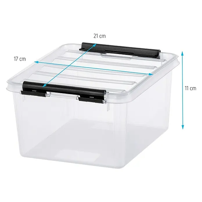 SmartStore Aufbewahrungsbox Classic 2 - L x B x H: 21 x 17 x 11 cm, Kunststoff, Transparent - Klarer Kunststoff-Aufbewahrungsbehälter mit den Maßen 21 cm Länge, 17 cm Breite und 11 cm Höhe, ideal für die Organisation.