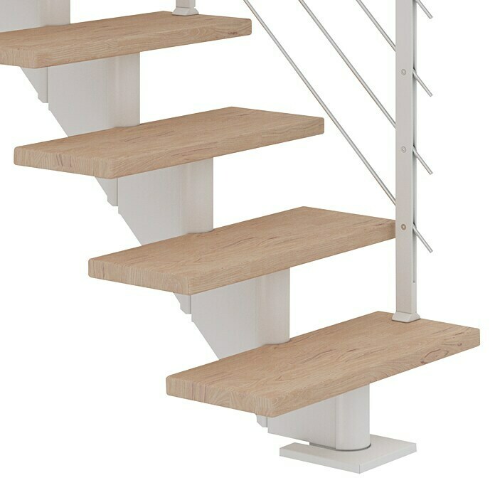 Dolle Mittelholmtreppe Frankfurt (Breite: 65 cm, Gerade, Verkehrsweiß, Farbe Stufen: Eiche Weiß, Geschosshöhe: 222 cm - 258 cm) | BAUHAUS