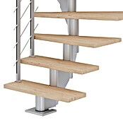 Dolle Mittelholmtreppe Hamburg (Breite: 85 cm, 1/2-gewendelt, Perlgrau, Farbe Stufen: Eiche Weiß, Geschosshöhe: 240 cm - 279 cm) | BAUHAUS